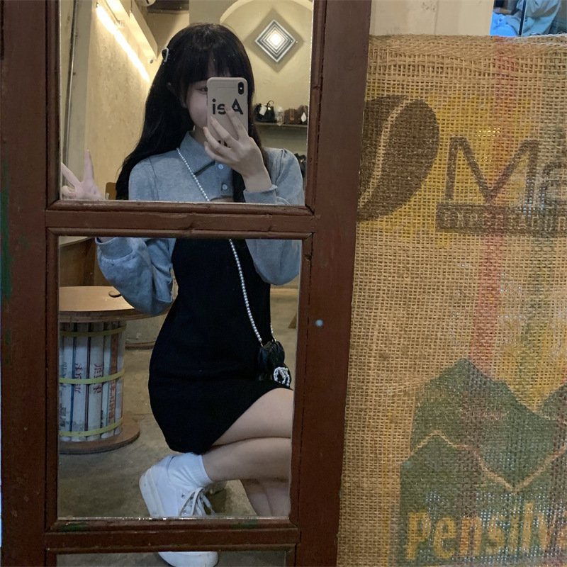 Set Váy Body Kèm Áo Polo Dài Tay 🦋 Bộ Váy Kèm Áo Thun Chất Da Cá 🦋 | BigBuy360 - bigbuy360.vn