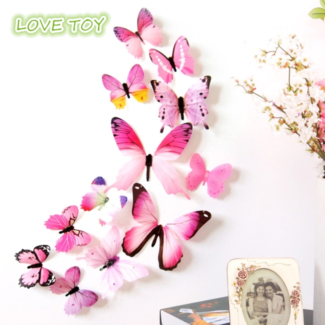 Nkodok 12Pcs 3D Wall Stickers Fridge Magnet Butterflies DIY Sticker Home Decor Kids Rooms Wall Decoration