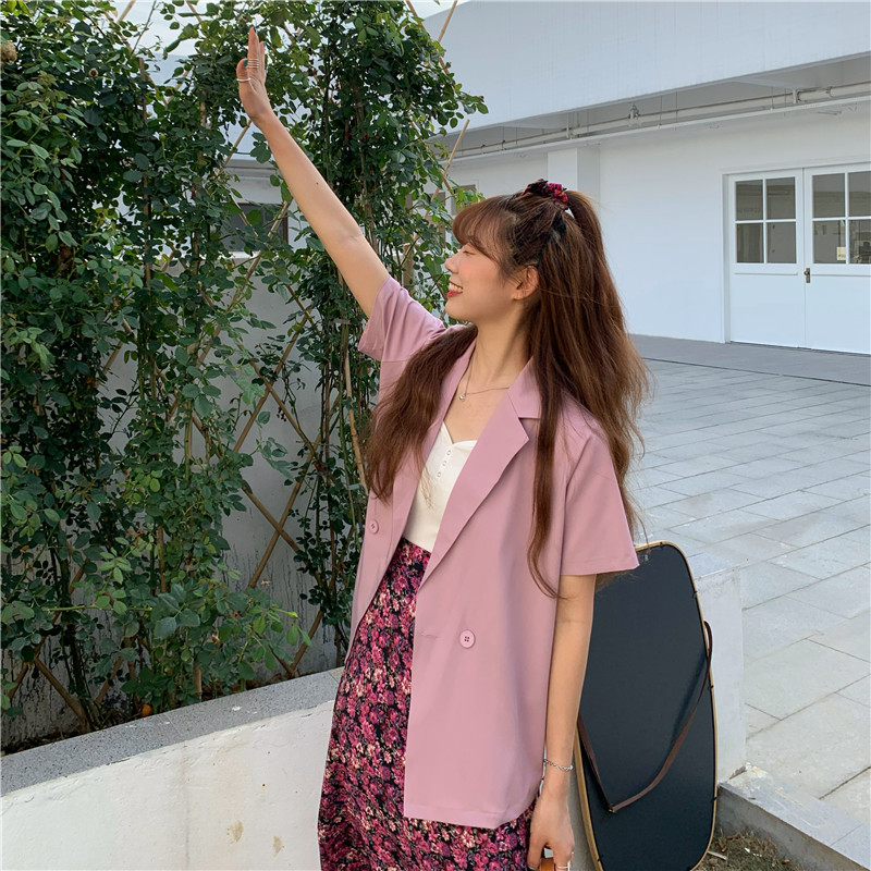 Áo Khoác Blazer Tay Ngắn Dáng Rộng Phong Cách Anh Quốc Thanh Lịch Thời Trang Dành Cho Nữ | BigBuy360 - bigbuy360.vn