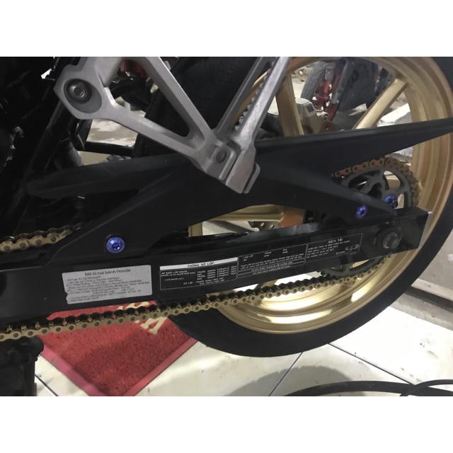 Ốc titan gr5 6li10 gắn hộp xích xe wave, bắt che sên, cate và nón bảo hiểm màu xanh lục bảo và tím