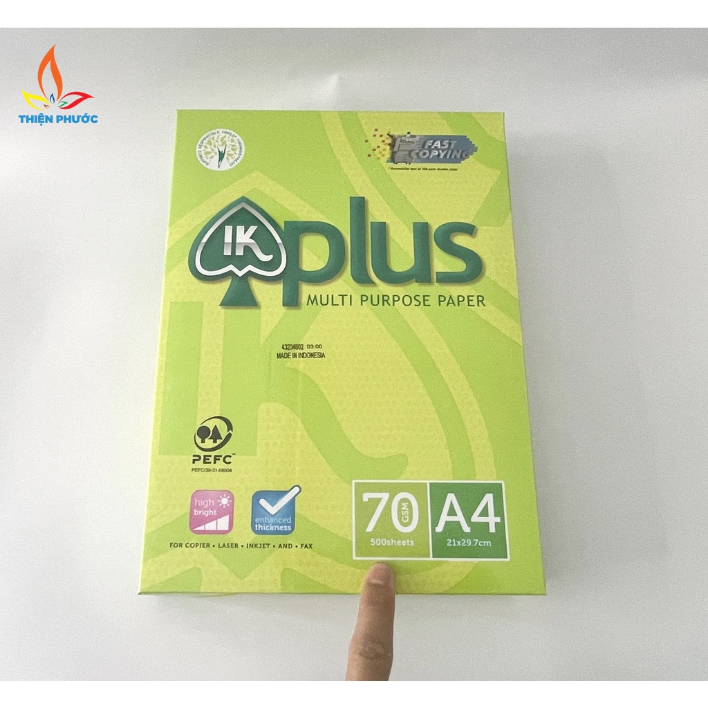 Giấy A4 IK Plus 70gsm dày 500 tờ xuất xứ Indonesia SUKADO GIKA470