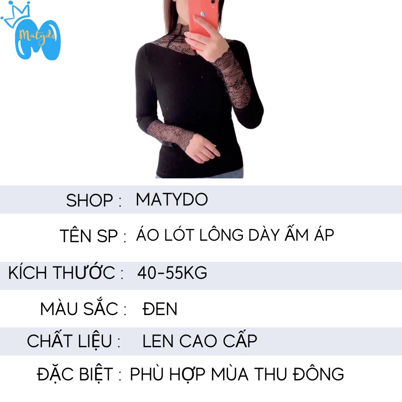 Áo giữ nhiệt nữ MATYDO lót lông phối ren thời trang chất dày ấm cho mùa đông từ 40-55kg