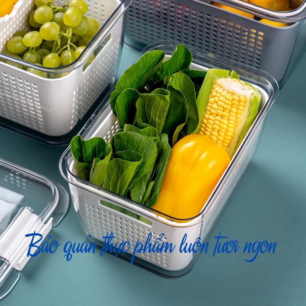Hộp đựng thực phẩm tủ lạnh 2 lớp đựng đồ ăn bảo quản rau củ tươi ngon MUL55