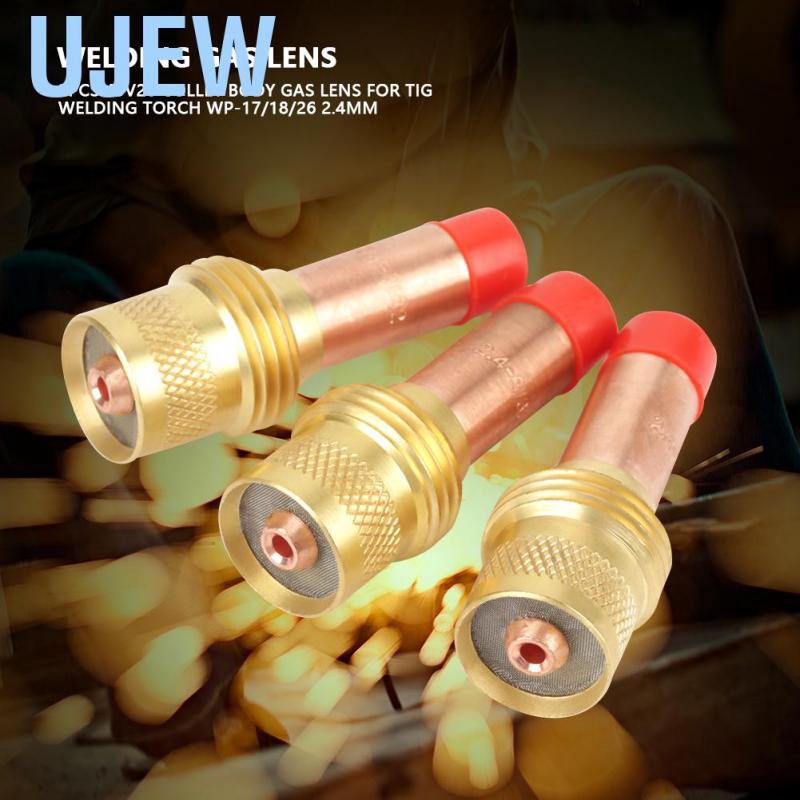 Ujew 3Pcs 45V26 Collet Body Lens for Tig Welding Torch WP-17/18/26 2.4mm