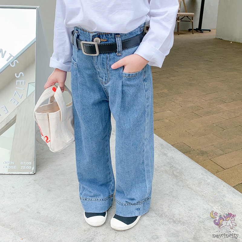 Quần jean ống rộng thời trang mùa thu Hàn Quốc năng động cho bé gái