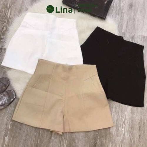 Quần Đùi Sooc Nữ KaKi Lưng Cao Cao Cấp LINATORE 006 | BigBuy360 - bigbuy360.vn