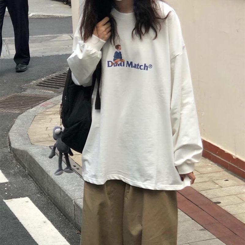 Áo Sweater Tay Dài Dáng Rộng Phong Cách Thời Trang Hàn Quốc Dành Cho Nữ