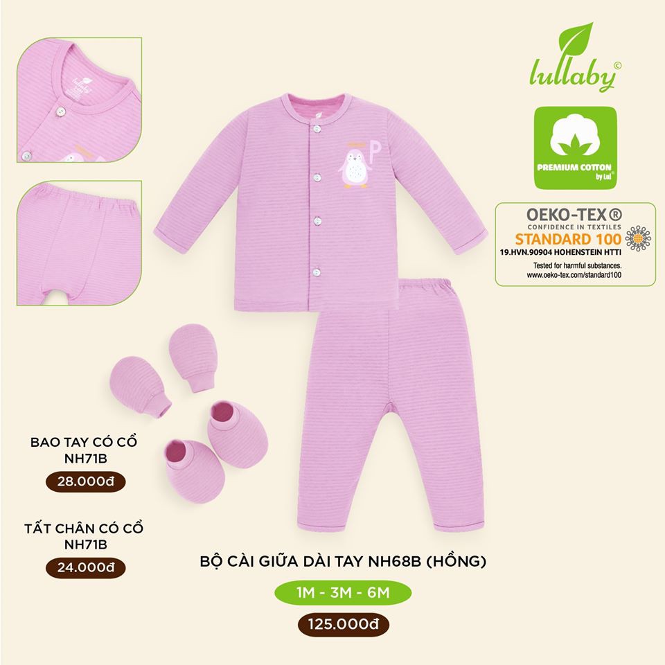 Bộ dài tay cài giữa SINGLE KẺ NGANG Lullaby 0 - 9m _ [BỘ SƯU TẬP THU ĐÔNG 2020]