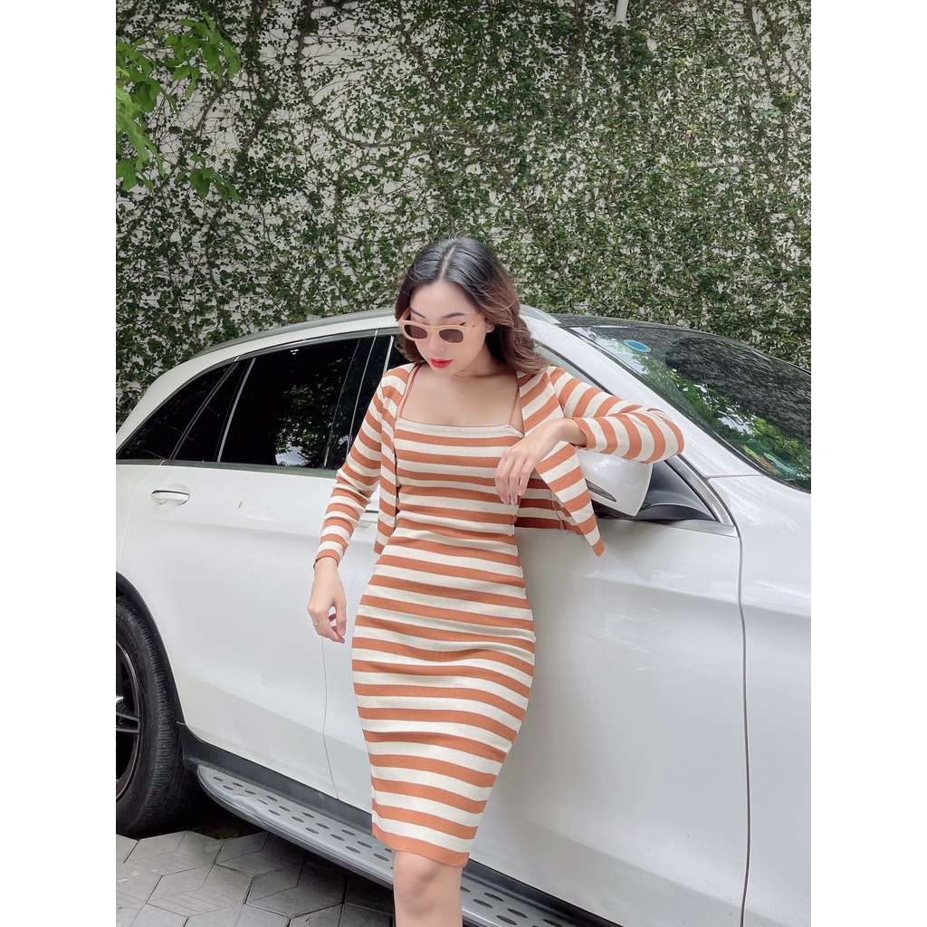 Set áo len + đầm body dây quyến rũ trẻ trung Set Marisol DS10 Cin house