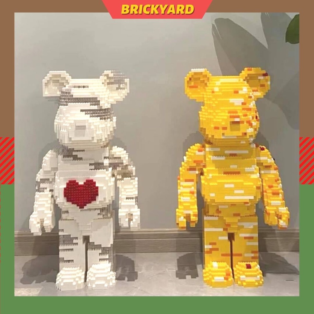 Lego bearbrick mô hình lắp ráp 3d, bộ lắp ghép đồ decor trang trí bàn làm việc, quà tặng mô hình bearbrick