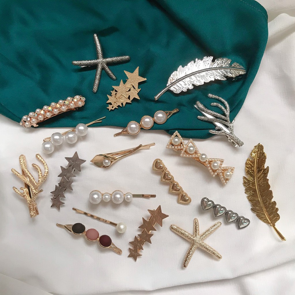 [XẢ LỖ MÙA DỊCH] Kẹp tóc đính ngọc đính đá xinh xắn Hàn Quốc phong cách vintage sang trọng