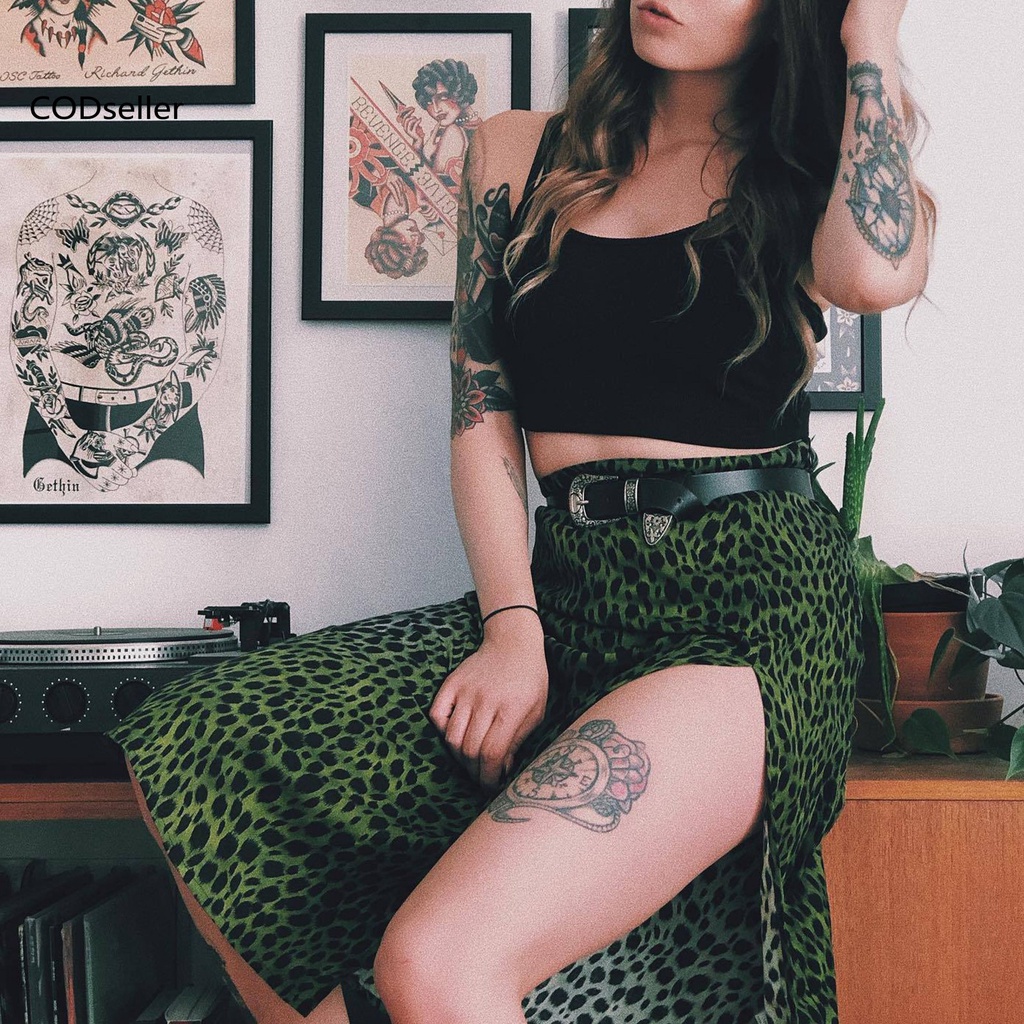 Chân Váy Midi Họa Tiết Da Báo Xẻ Tà Co Giãn Thời Trang Đi Biển Cho Nữ | BigBuy360 - bigbuy360.vn