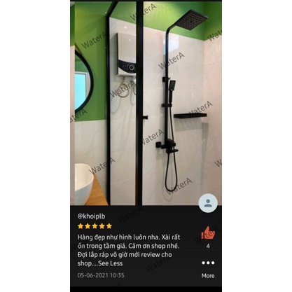 Sen cây tắm đứng nóng lạnh Inox 304 sơn tĩnh điện đen WaterA