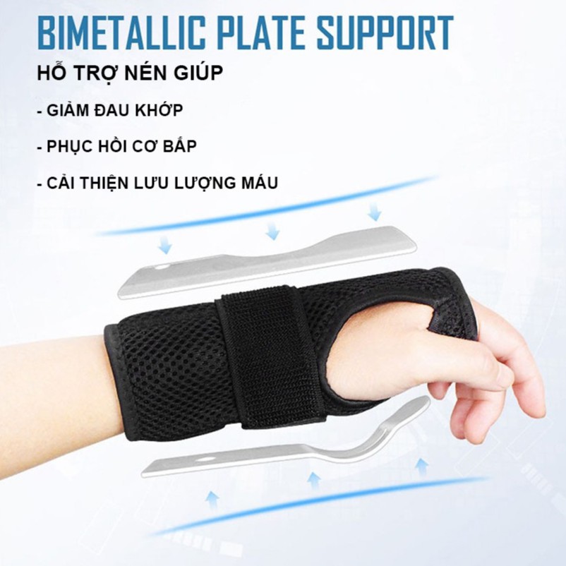 Đai cố định bảo vệ cổ tay AOLIKES HS 1672 bán sỉ, có nẹp thép định hình, cố định cổ tay chính hãng