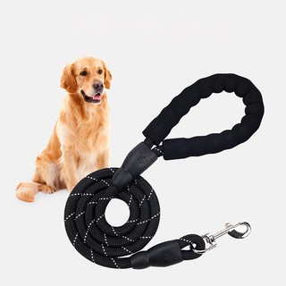 Dây Dắt Chó Mèo Màu Đen Vải Dù Phản Quang Dài 150cm Có Tay Cầm Đệm Xốp Không Gây Đau Tay