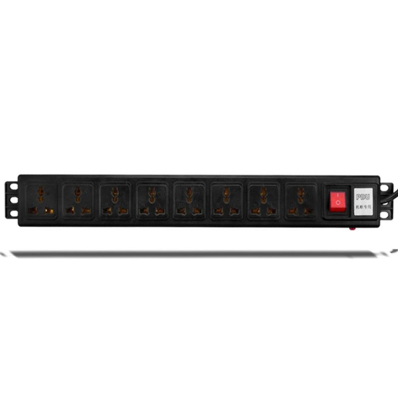 Ổ cắm điện 1u pdu 8 250v 10a 2500w kèm dây dài cho giá đỡ kim loại 19 inch