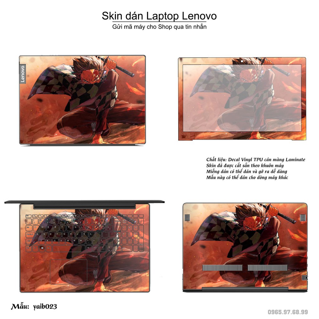 Skin dán Laptop Lenovo in hình Kimetsu No Yaiba (inbox mã máy cho Shop)