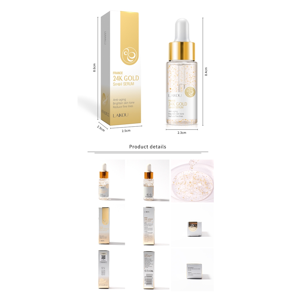 Serum Ốc Sên Vàng LAIKOU 24k Dưỡng Da Chống Lão Hóa Làm Săn Chắc Mịn Màng 17ml