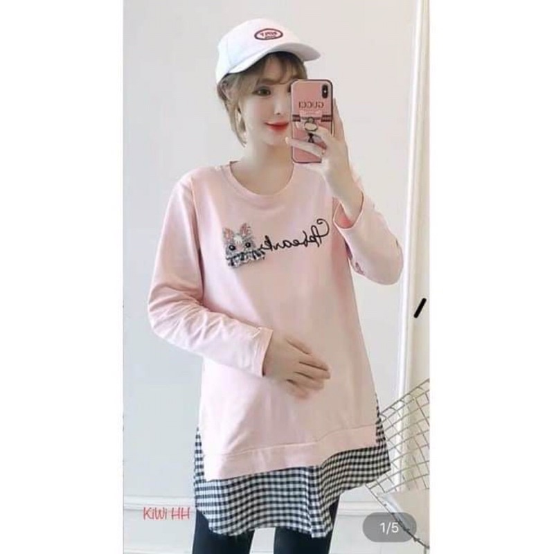 Áo Bầu Nỉ Da Cá Thêu Chuột Xinh Xinh