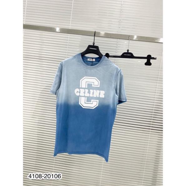 [Sẵn hàng] Áo Phông Nam In Chữ CELIN Siêu Đẹp - Áo Thun Nam Xanh Loang Siêu Xịn