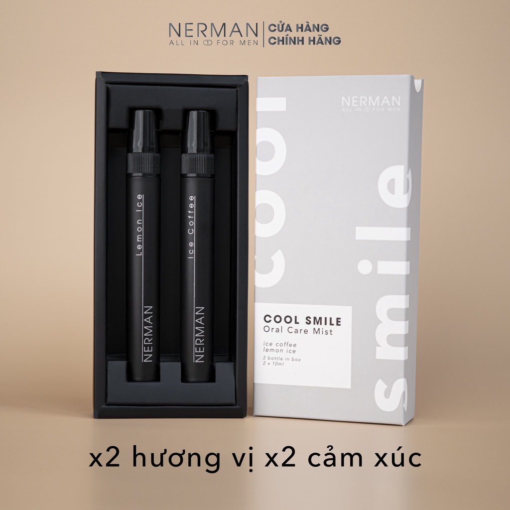 Xịt thơm miệng Nerman Cool Smile 2 hương Ice Coffee & Lemon Ice 10ml/chai