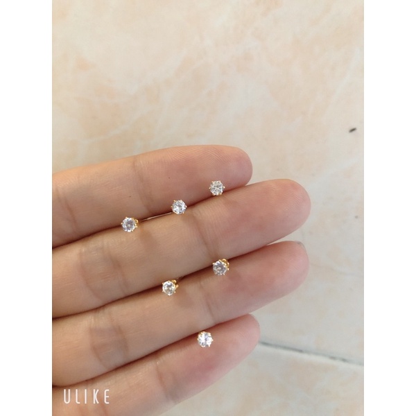 Bông tai nữ mạ vàng bông nụ đá nhỏ