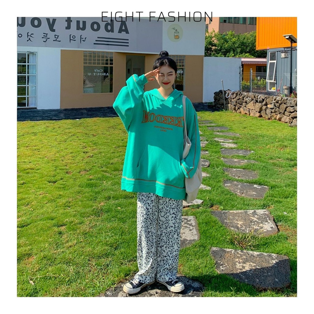 Áo Hoodie Thun Cotton Thêu Chữ FREEDOM Mặc Mát Vào Mùa Hè Phong Cách Hàn Có Mũ Trùm Đầu Áo Tay Dài EIGHTFASHION HD101 | BigBuy360 - bigbuy360.vn