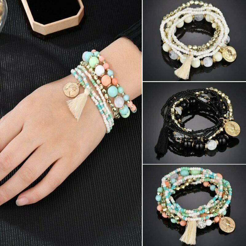 Set 6 Vòng Tay Hạt Phong Cách Bohemian