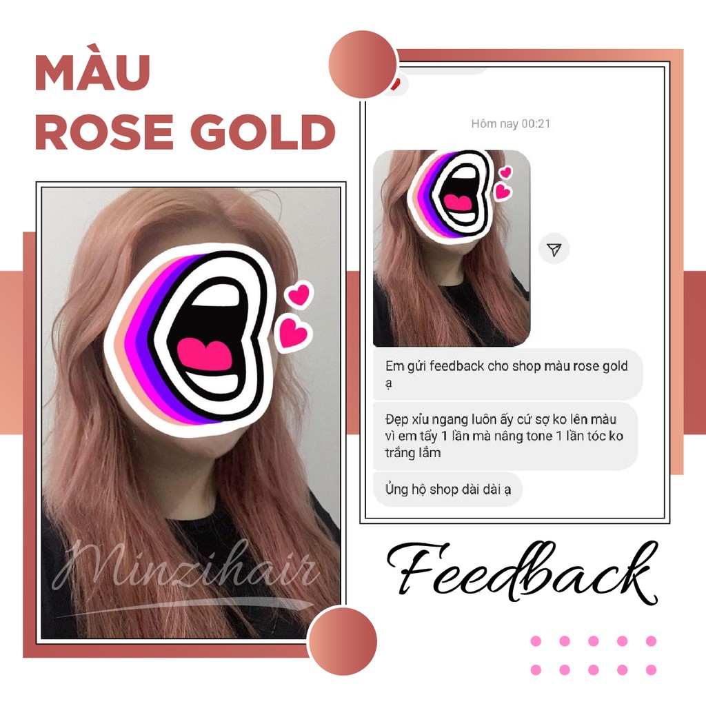 Thuốc Nhuộm Tóc Rose Gold - Lên Từ Nền LVL9 - Cần Tẩy Tóc Nâng Tone | MINZIHAIR HN