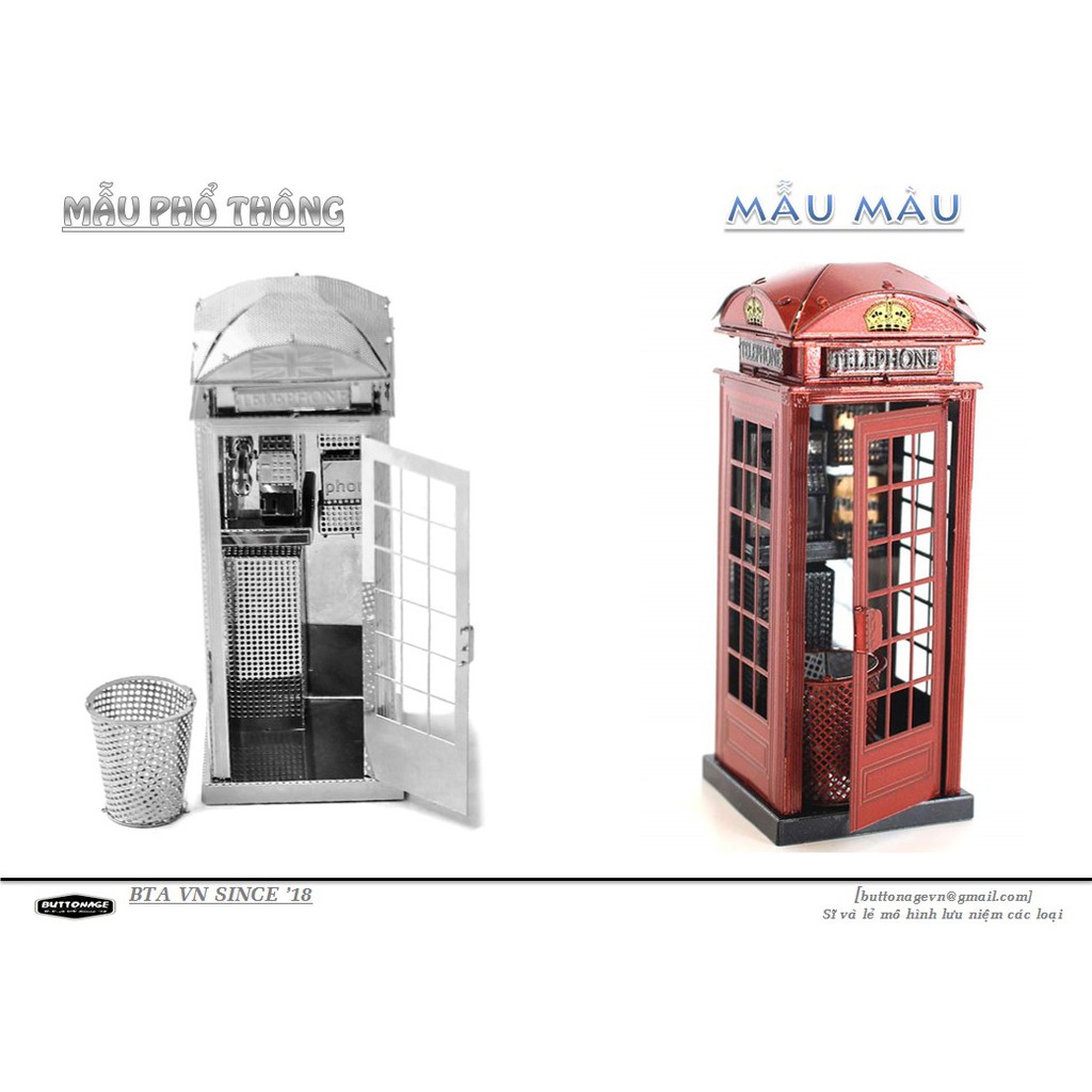 Mô Hình Lắp Ghép kim Loại 3D Hộp điện thoại nước Anh - Kiosk 2