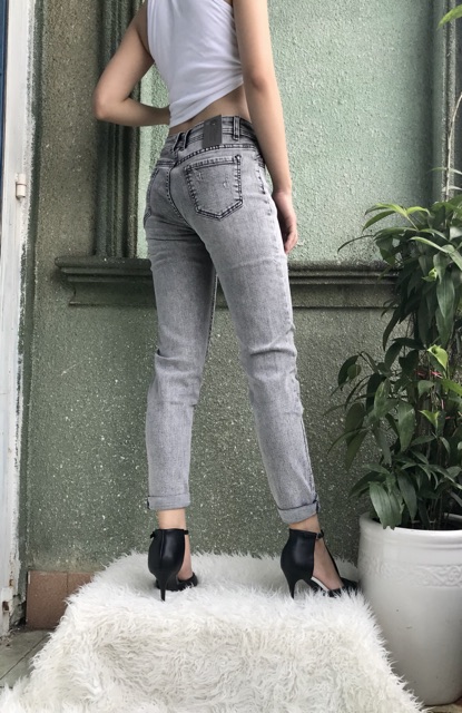 QUẦN JEAN BOY BAGGY VNXK CO DÃN MẠNH xám rách