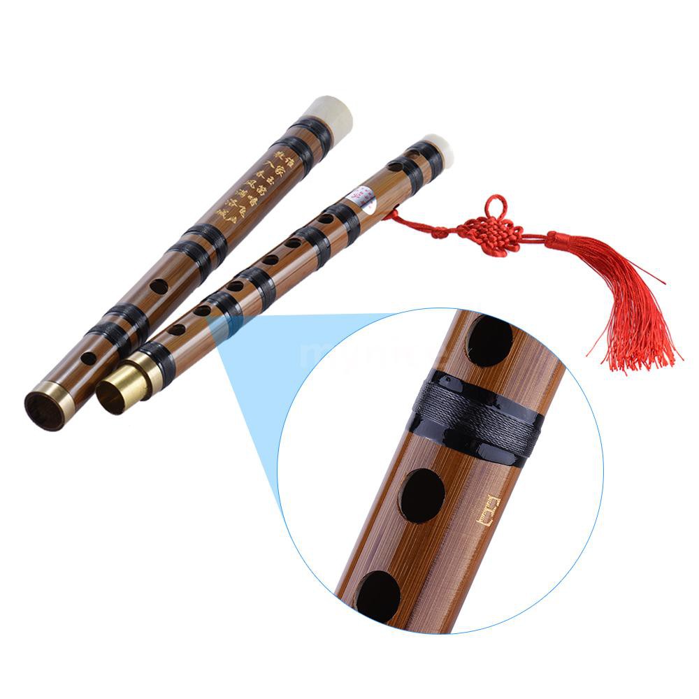 Sáo trúc/Sáo dizi cổ truyền Trung Quốc có thể tháo rời kèm 2 màng sáo và dây thắt đồng tâm kết