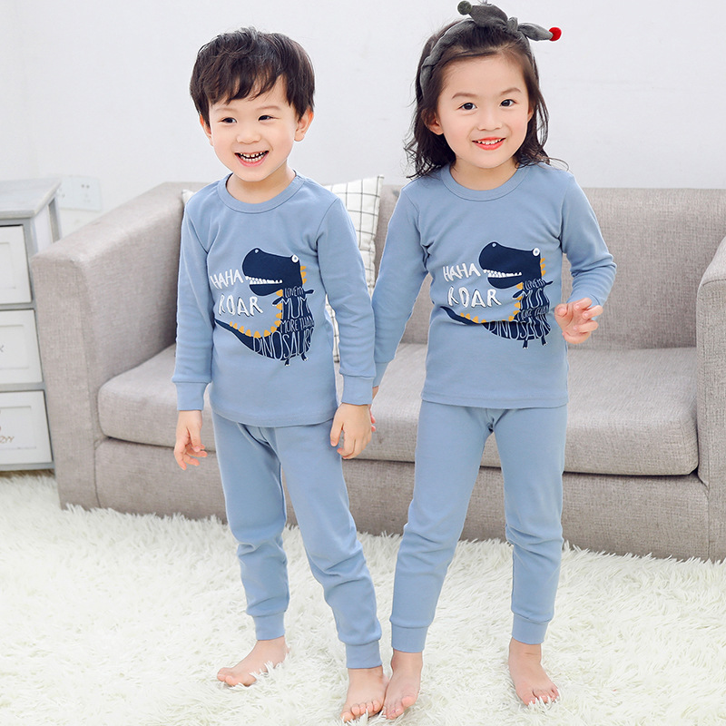 Bộ đồ ngủ cotton gồm áo và quần họa tiết hoạt hình đáng yêu cho trẻ