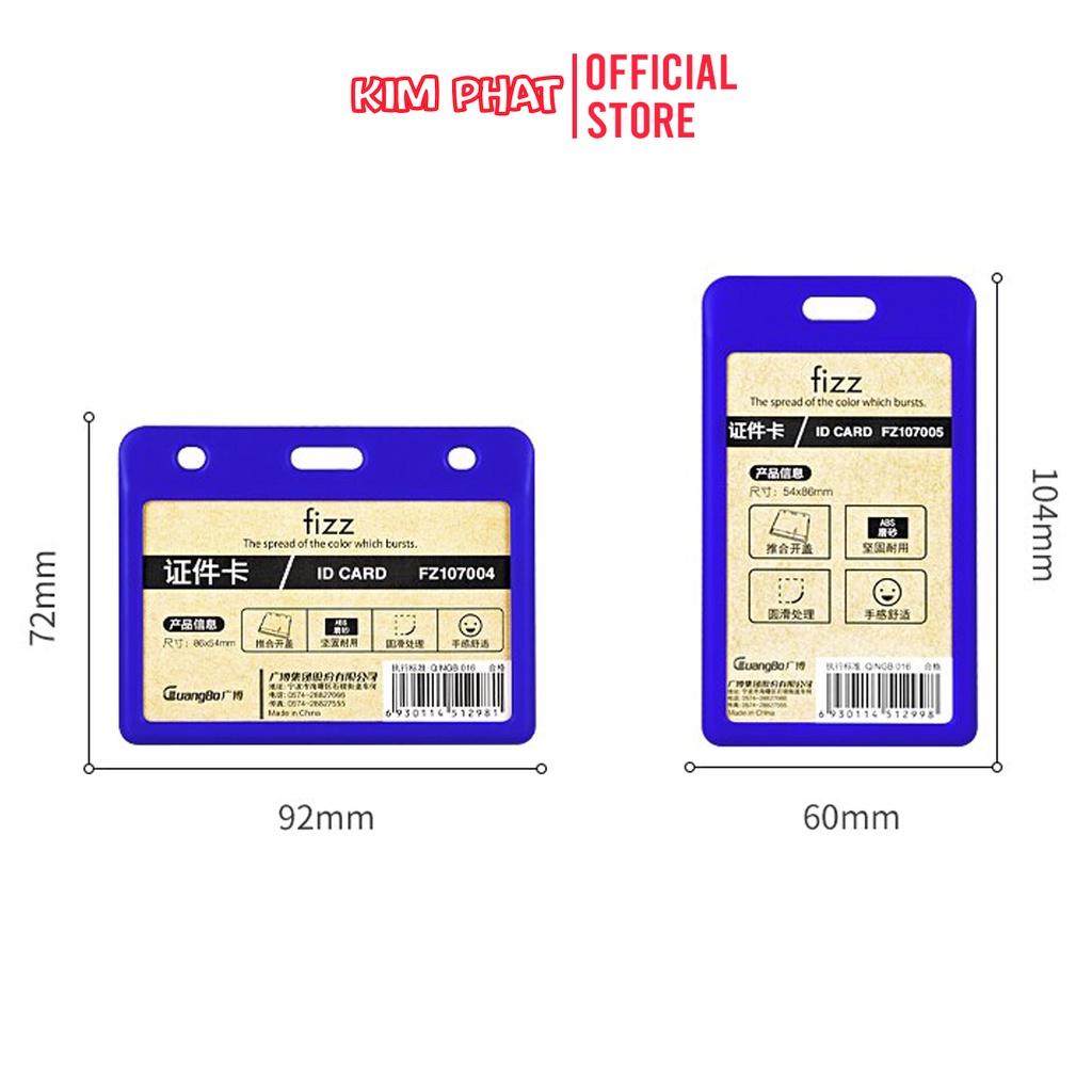 Thẻ đeo nhân viên cao cấp Fizz Guangbo Nhựa cứng ABS, Dây đeo thẻ 1,5 cm