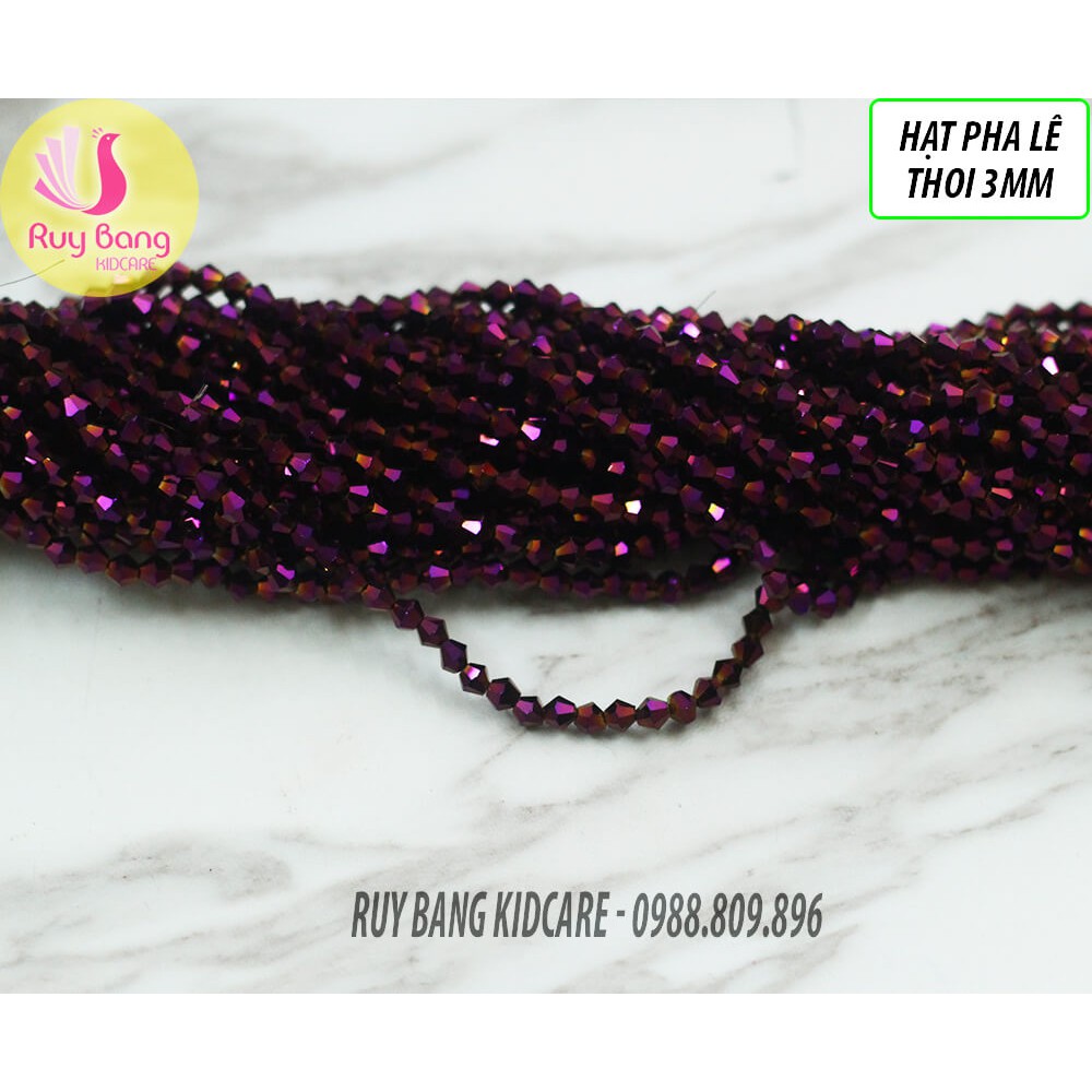 Hạt pha lê thoi 3mm tông xám-hồng-tím-đen