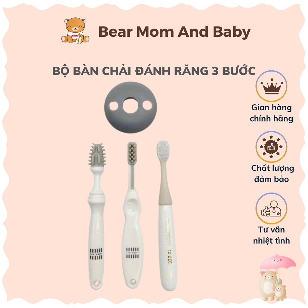 bộ bàn chải đánh răng 3 bước cho bé(6-12m)