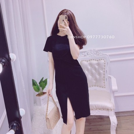 Váy suông nữ xoắn eo cổ tròn form rộng vải dày đẹp Bingshop | BigBuy360 - bigbuy360.vn