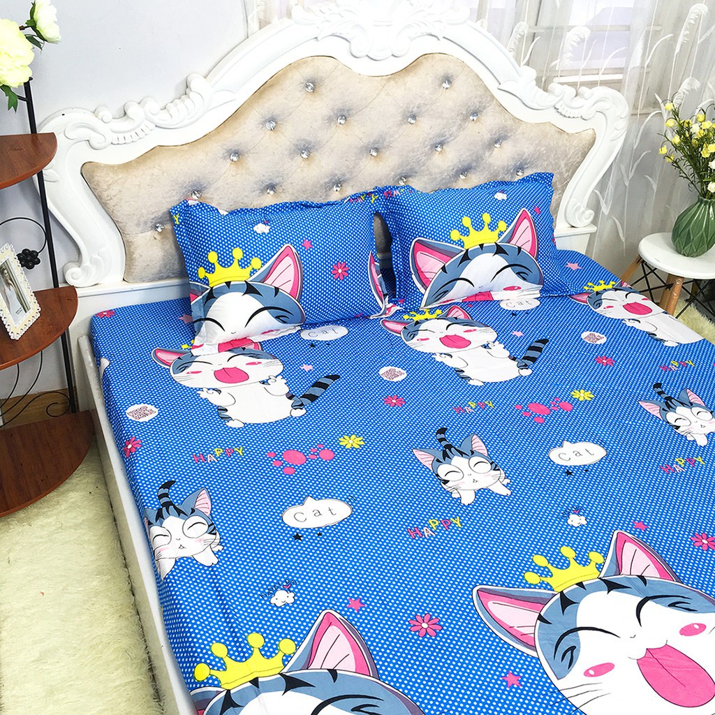 Bộ Ga Gối Cotton Poly Mẫu MÈO THẦN TÀI Dành Cho Các Bé Nhà Mình Cực Xinh Cực Ngầu Nè Cả Nhà