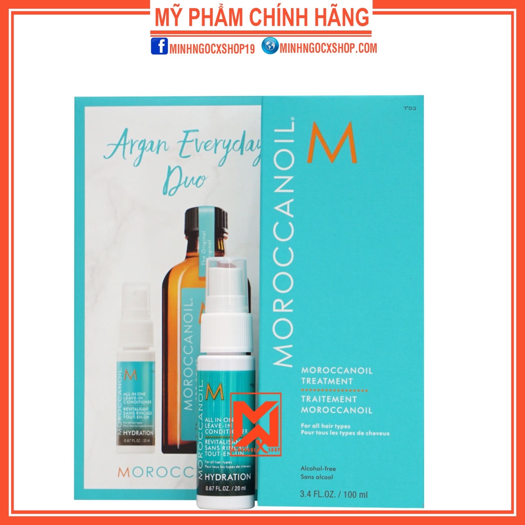 Set dầu dưỡng tóc MOROCCANOIL Treatment 100ml tặng kèm xịt Moroccanoil All in one Leave-in Conditioner 20ml