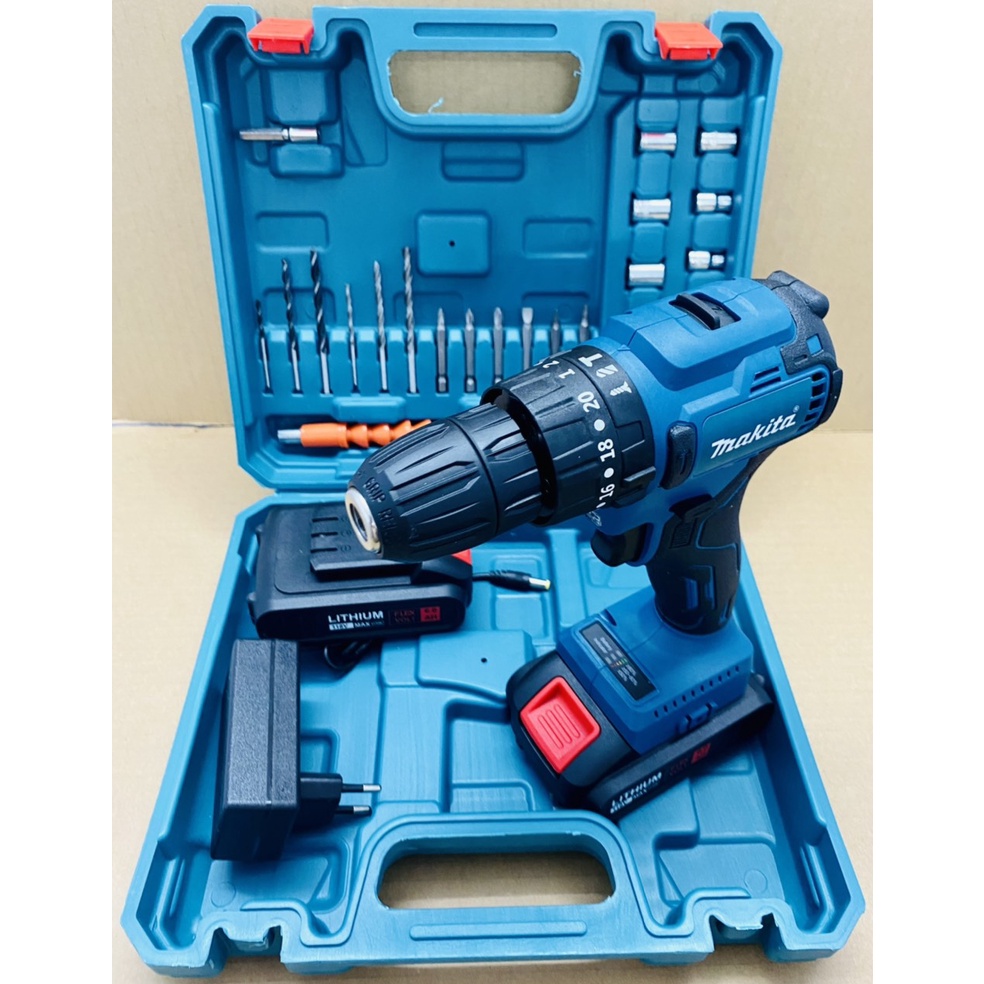 Máy khoan pin không chổi than 118V Makitta 3 chức năng có búa - Chuyên khoan tường, khoan sắt, khoan gỗ, bắt vít