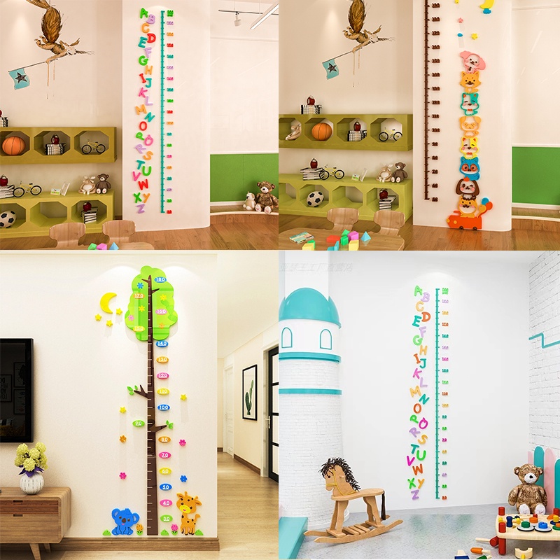 Miếng Dán Tường Đo Chiều Cao Ba Chiều Cao Hình Cây Và Động Vật 3d Bằng Acrylic Dễ Thương Trang Trí Phòng Ngủ / Nhà Trẻ