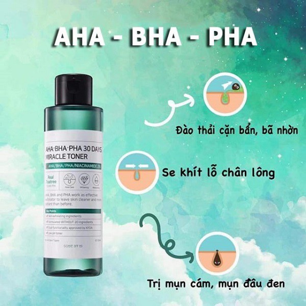 Bộ 4 SP Dưỡng Da Giảm Mụn Some By Mi AHA-BHA-PHA 30 Days Miracle (SRM Bye Bye 120g + Toner 150ml + SR 50ml + Kem 50ml)