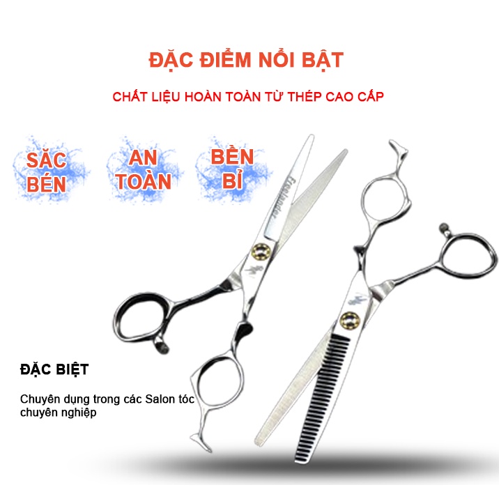 Bộ Kéo Cắt Tóc Nhật  Nhập Khẩu Sắc Bén Freelander  (Tặng Kèm BAO DA Cao Cấp)