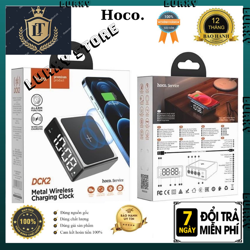 ✔CHÍNH HÃNG✔Sạc Dự PhòngKhông Dây Hoco DCK2 kèm Đồng hồ Led - Thiết kế sang trọng - Dung Lượng Cao