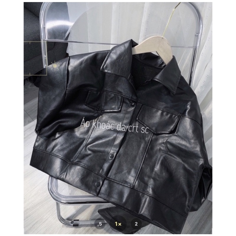 [Hàng Đẹp] Áo Khoác Da Croptop Nữ [FREESHIP]  Jacket biker tay bồng cá tính màu đen, khoát dáng ngắn thể thao Ulzzang