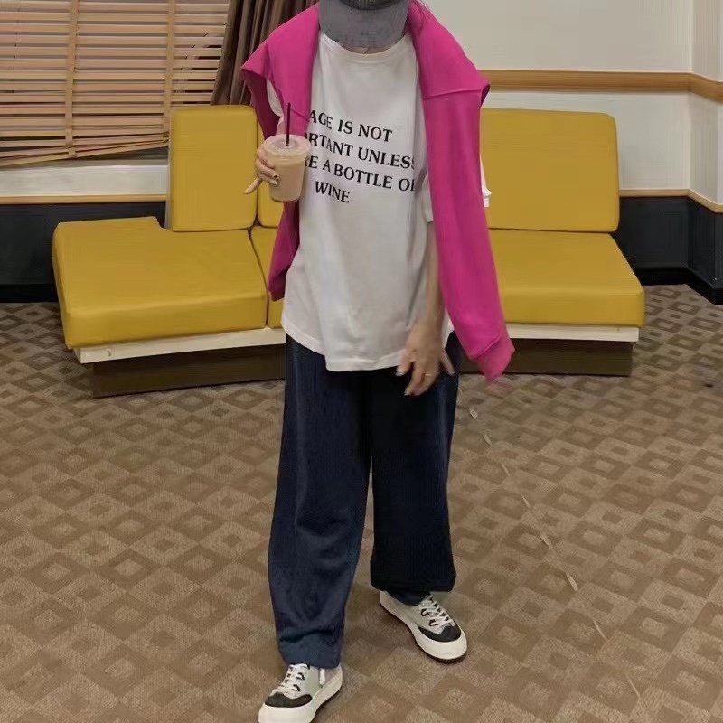 Áo thun nam nữ 3158 tay lỡ form rộng in chữ chất cotton hàng Quảng Châu ANDOSA AT10