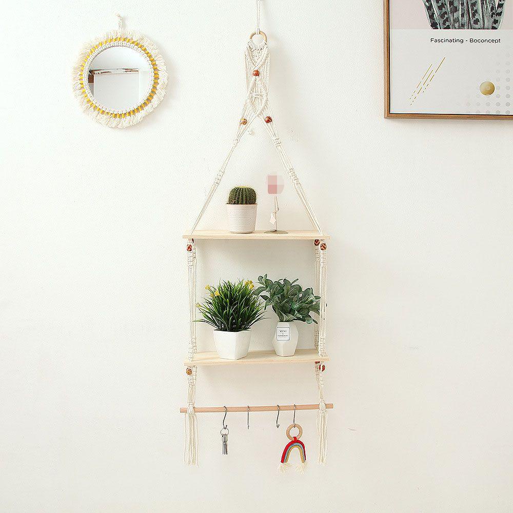 PINEVN Giá Đỡ Chậu Hoa Bằng Dây Thừng Cotton Treo Tường Trang Trí