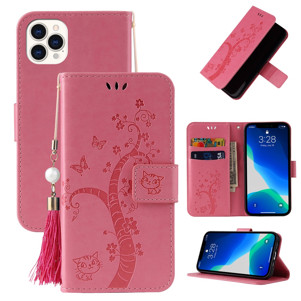 Bao Da Điện Thoại Nắp Lật Kèm Ngăn Đựng Thẻ Hoạ Tiết Cây May Mắn Sang Trọng Cho iPhone 14 14 Pro 14 Pro Max 13 13 Pro 13 Pro Max Ốp
