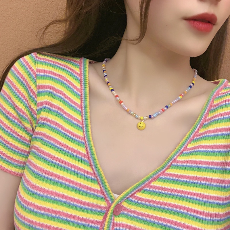 Dây chuyền đầy màu sắc có mặt hình mặt cười dễ thương