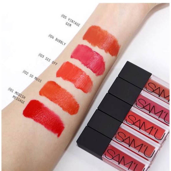 Son kem lì Sam’u Matte Lipstick Tint 4g màu chuẩn, chất son mềm mịn, khô nhanh, không bết dính